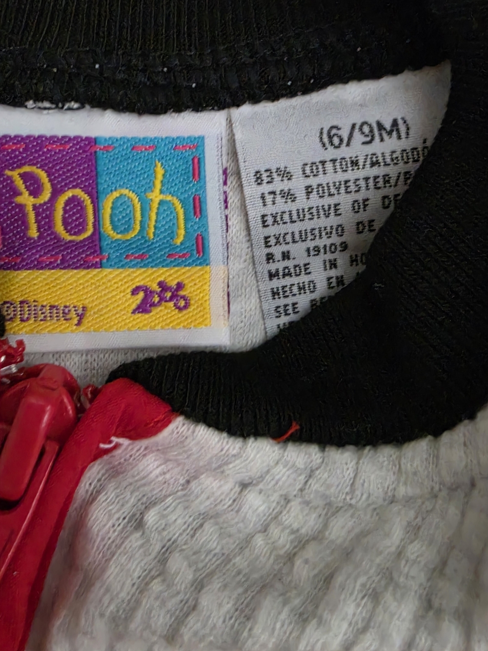 Disney Winnie the Pooh Black, White & Red Baby One-Piece Bodysuit - Picture 2 of 4
